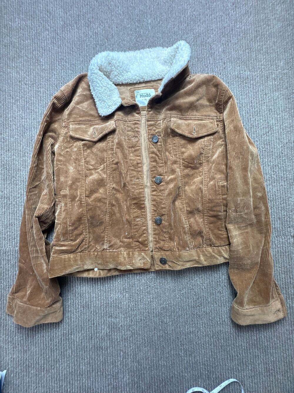 Y2K Mudd Womens Brown Corduroy Jacket Size XL Button Front Pockets
